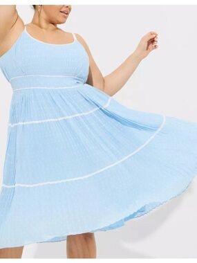 torrid Light Blue Midi Dress with White Trim